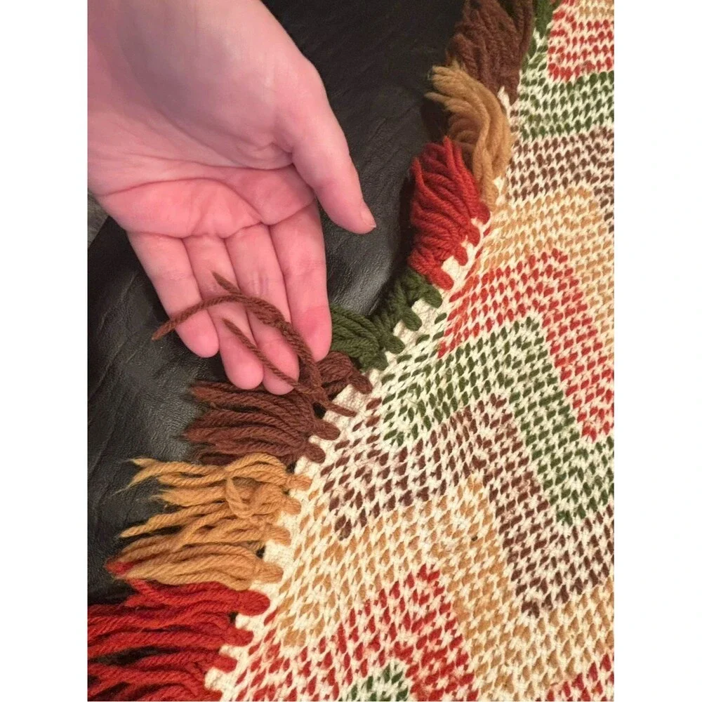 Vintage Handmade Chevron Throw Blanket